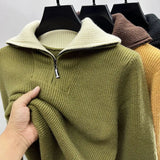Pull en tricot premium pour homme à col zippé