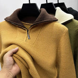 Pull en tricot premium pour homme à col zippé