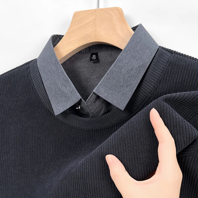Pull en tricot 2-en-1 pour hommes
