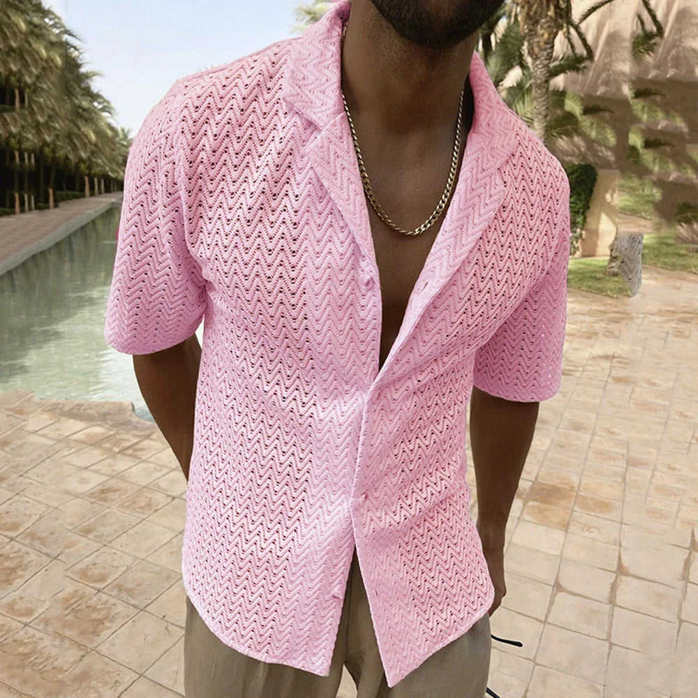 Élégance Ensoleillée : Chemise en Maille Aérée pour Hommes