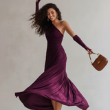 Isadora™ — Robe maxi drapée une épaule
