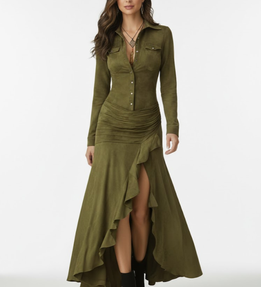 Anja™ — Robe longue fluide à volants