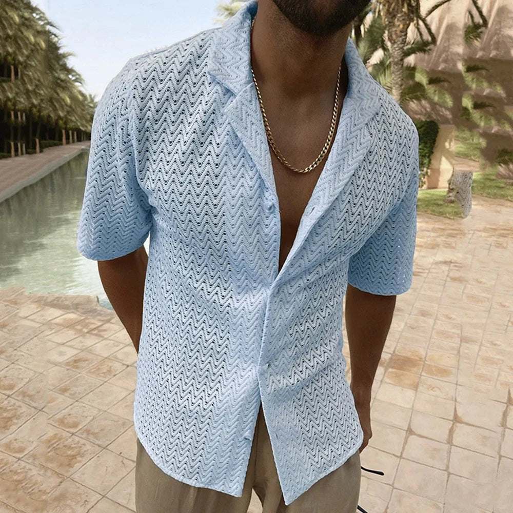 Élégance Ensoleillée : Chemise en Maille Aérée pour Hommes