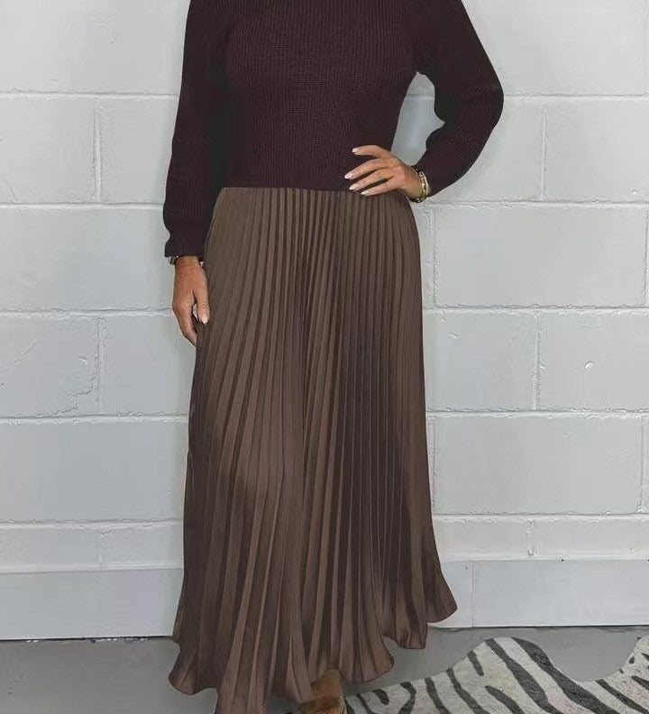 Claudine™ – La Robe Pull Plissée Élégance et Confort