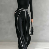 Emma | Ensemble Élégant à Col Montant et Pantalon Large