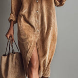 Estelle | Robe Midi en Velours Côtelé