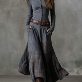 Élise | Robe Maxi en Suédine avec Ceinture
