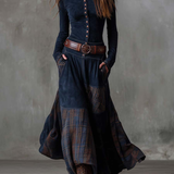 Élise | Robe Maxi en Suédine avec Ceinture