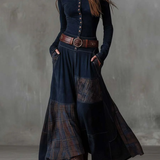 Élise | Robe Maxi en Suédine avec Ceinture