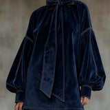 Tiphaine | Mini Robe en Velours à Nœud