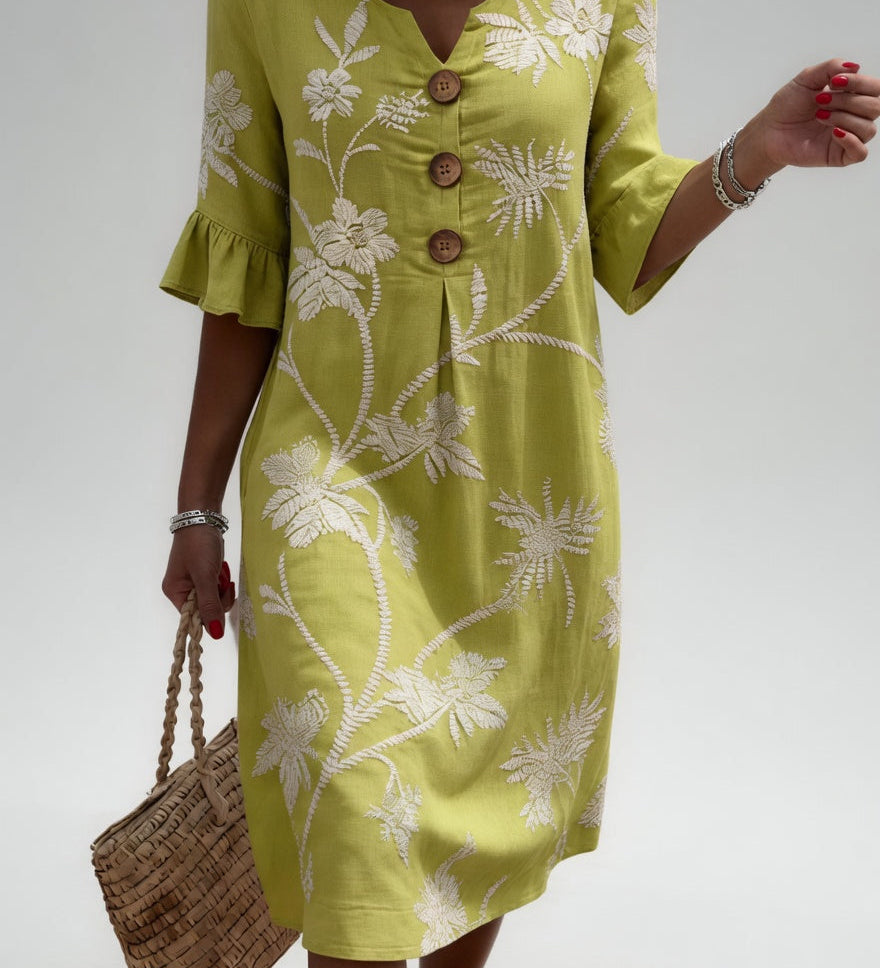 Lénora™ — Robe mi-longue florale liberté estivale