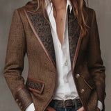 Gisèle | Blazer à Empiècements Imprimé Chevrons