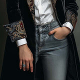 Léontine | Blazer Ajusté Imprimé Baroque Noir