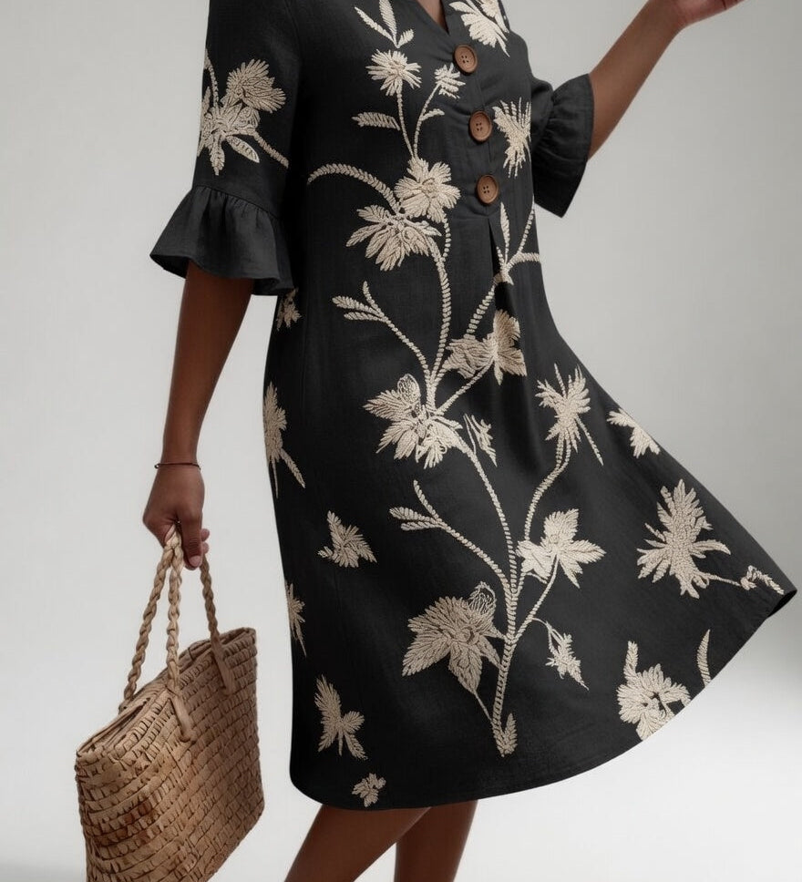 Lénora™ — Robe mi-longue florale liberté estivale