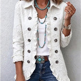 Camilla | Veste boho-chic ivoire brodée à finitions volantées