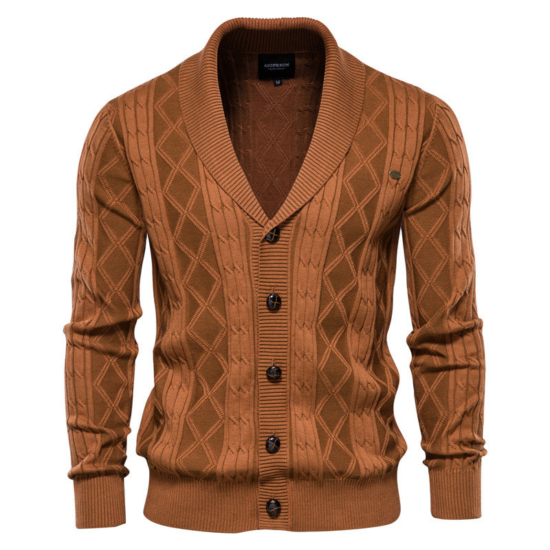Cardigan homme col châle texturé