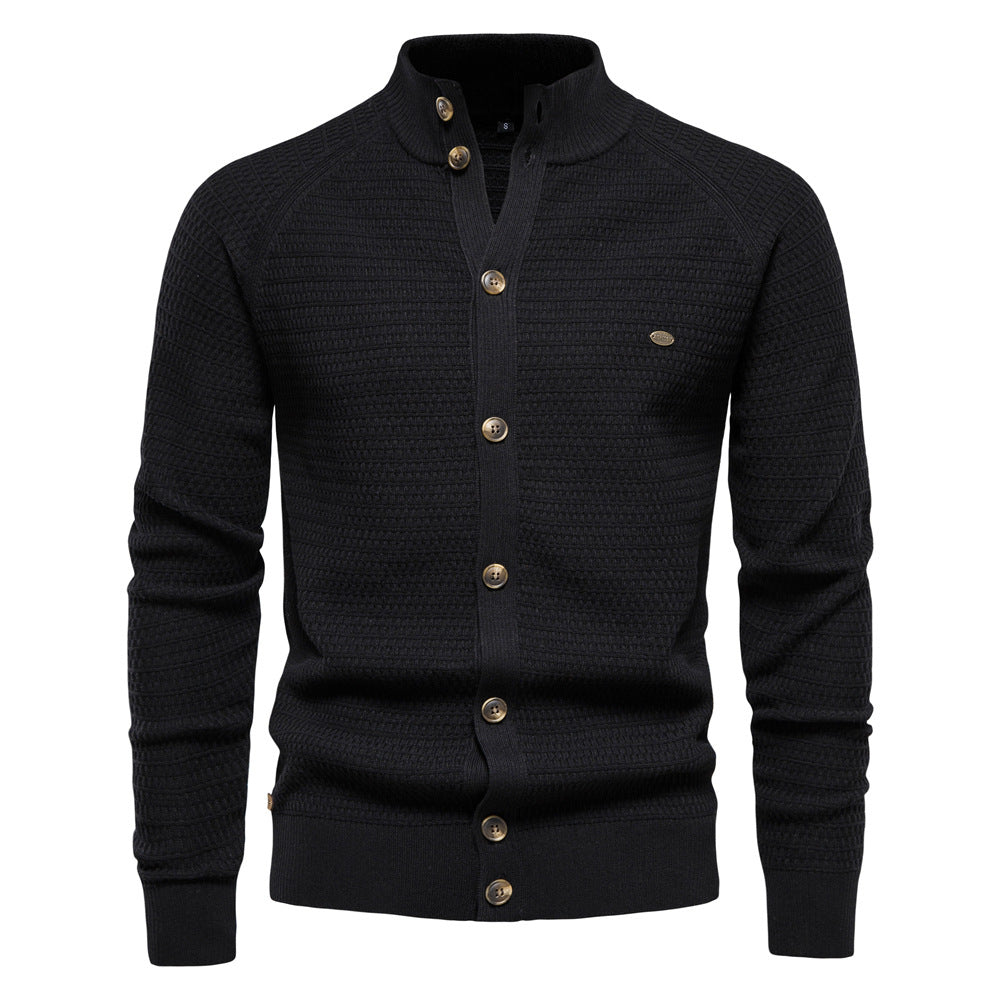 Cardigan homme texturé col montant