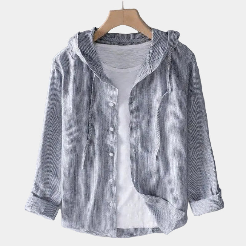 Chemise homme à capuche rayée