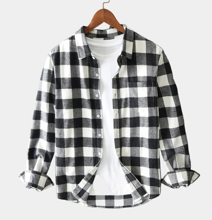 Chemise homme à carreaux boutonnée
