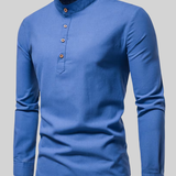 Chemise Homme à Manches Longues et Col Mao