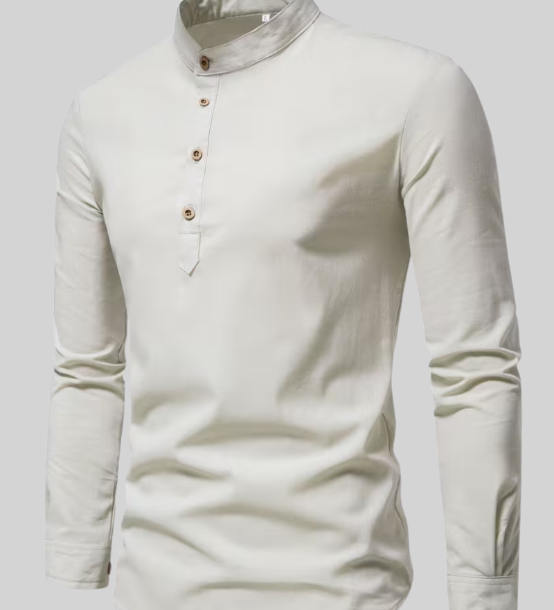 Chemise Homme à Manches Longues et Col Mao