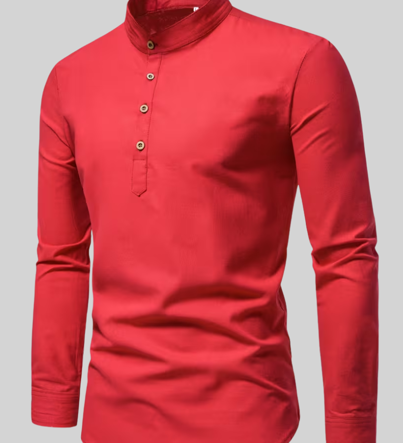 Chemise Homme à Manches Longues et Col Mao