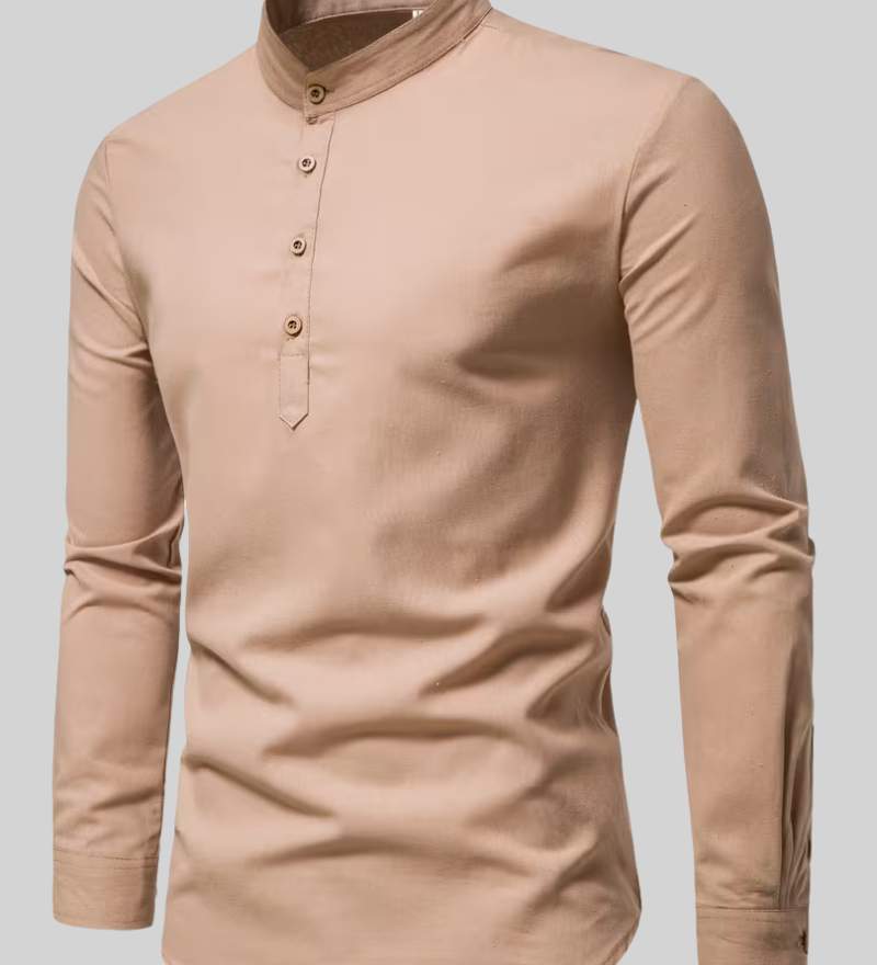 Chemise Homme à Manches Longues et Col Mao