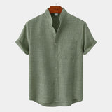 Chemise homme col mao manches courtes