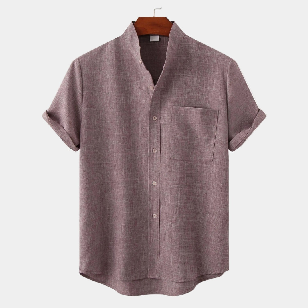 Chemise homme col mao manches courtes