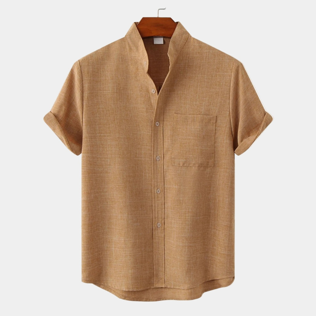 Chemise homme col mao manches courtes
