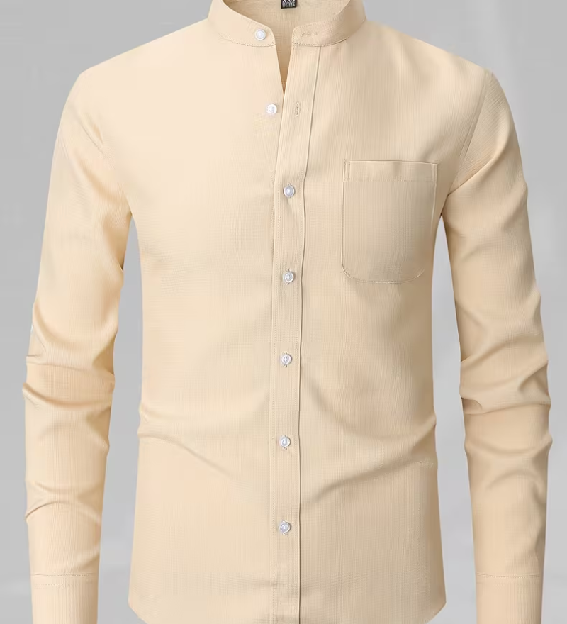 Chemise homme col mao poche poitrine