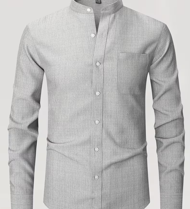 Chemise homme col mao poche poitrine