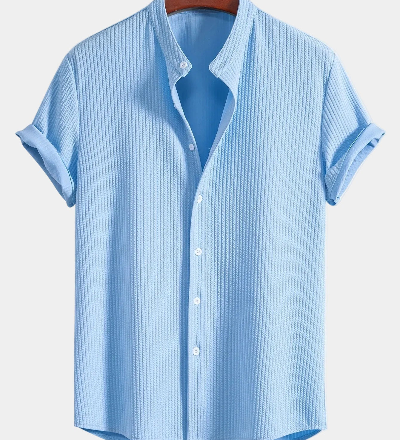Chemise homme col mao texturée