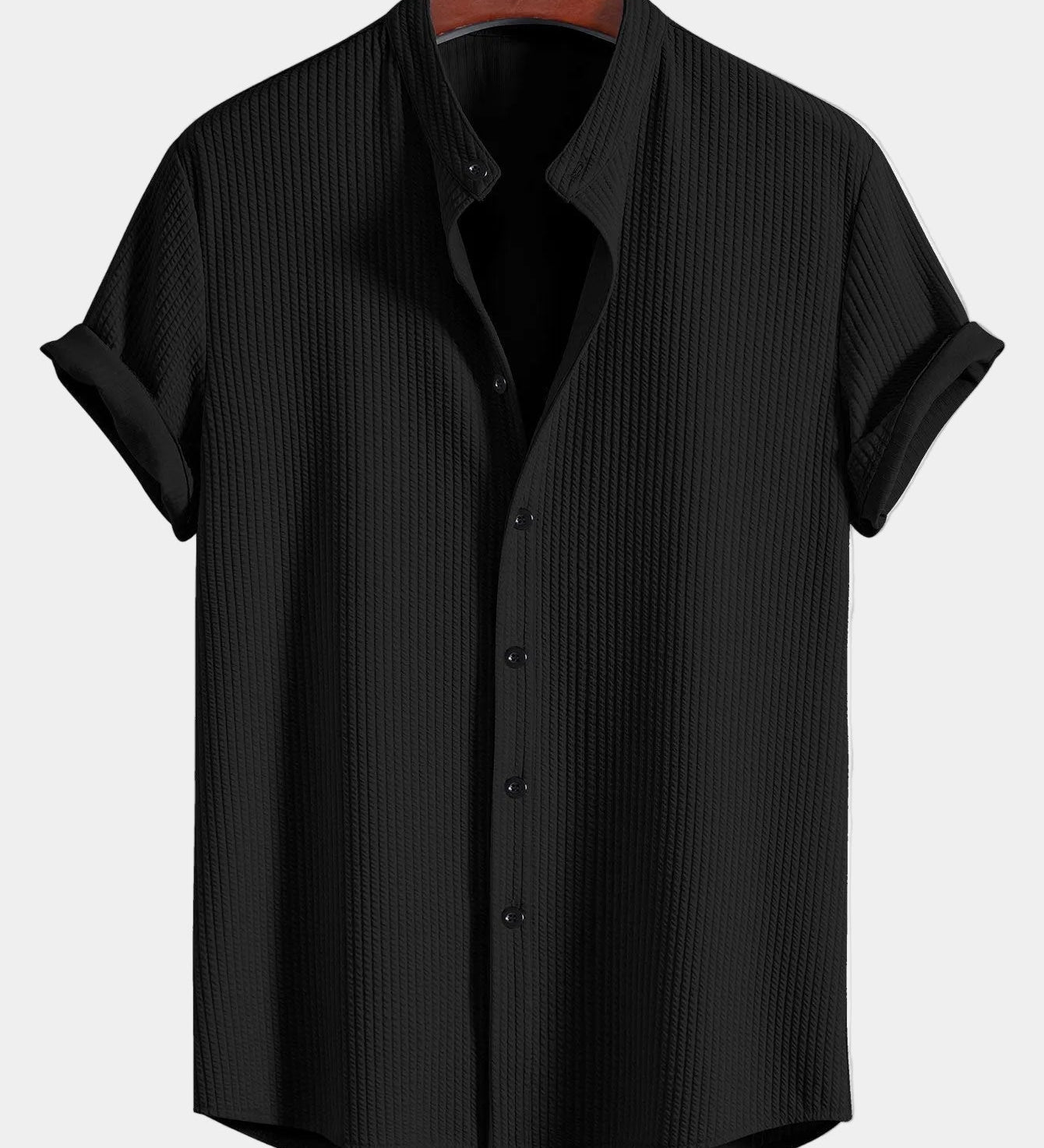 Chemise homme col mao texturée