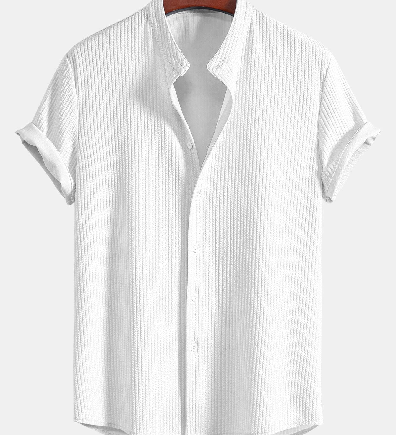 Chemise homme col mao texturée