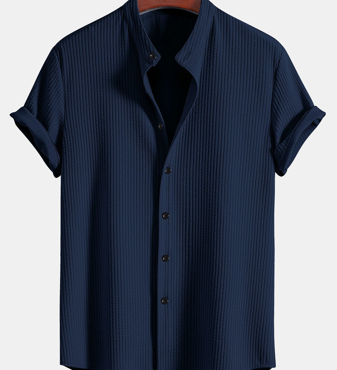 Chemise homme col mao texturée