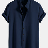 Chemise homme col mao texturée