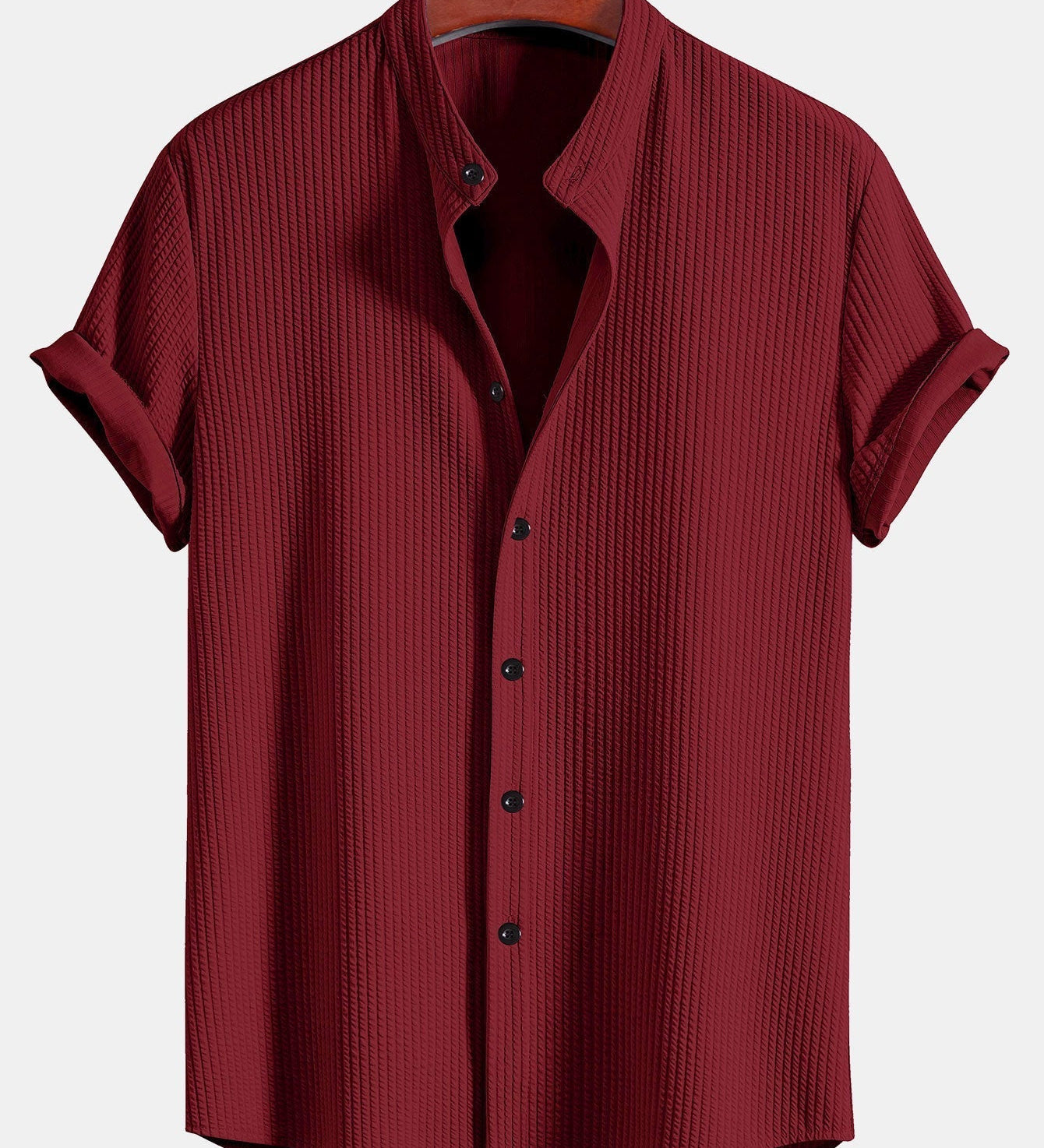 Chemise homme col mao texturée