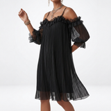 Volantine™ — Robe courte épaules dénudées plissée volants