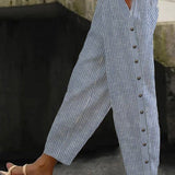 Clara | Pantalon Rayé avec Boutons