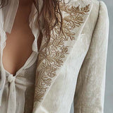Constance | Blazer Ivoire Brodé Tailleur