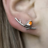 Nadine | Boucles d'oreilles avec Rouge-gorge
