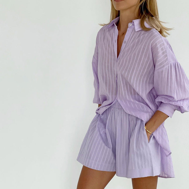 Theresa | Ensemble léger en blouse boutonnée et shorts