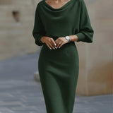 Clarisse™ — Robe midi drapée élégante intemporelle