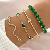 Almut | Ensemble de bracelets avec pierres vertes