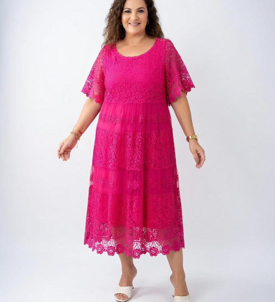 Clarisse™ — Robe midi élégante à dentelle délicate