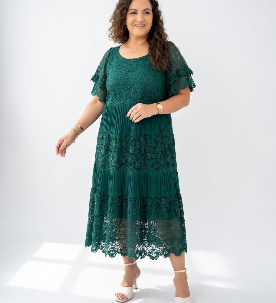 Clarisse™ — Robe midi élégante à dentelle délicate