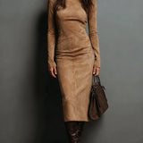 Lorène | Robe Midi Longue Marron