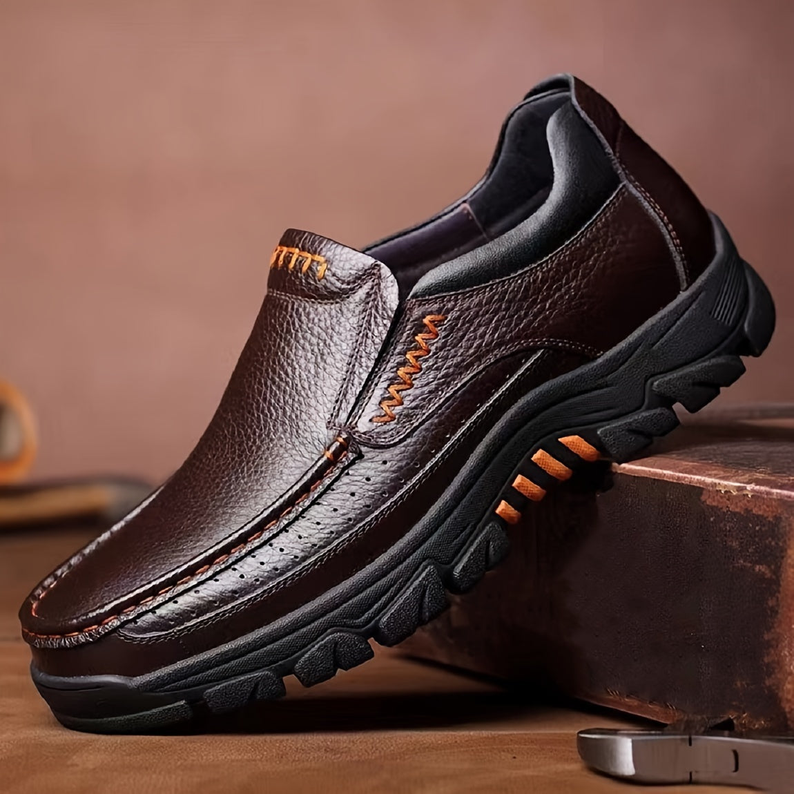 Mocassins homme surpiqûres contrastées