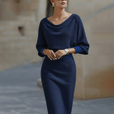 Clarisse™ — Robe midi drapée élégante intemporelle